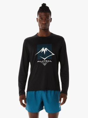 Men's Asics Fujitrail Long Sleeve Black Top