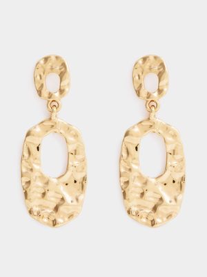 Women's Gold Textured Drop Earrings