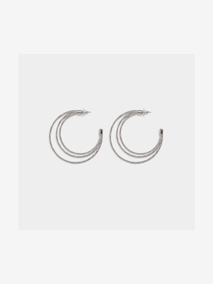 Triple Ridged Hoop Earrings - Jewellery