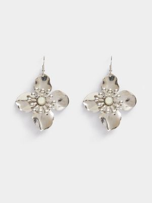 Metal Flower Drop Earrings - Jewellery