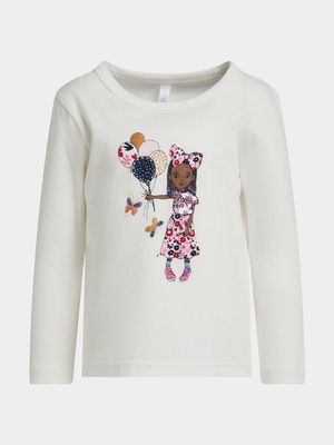 Older Girl's White Graphic Print T-Shirt