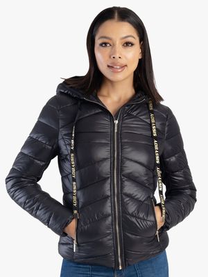 Sissy Boy Branded Zip Hooded Puffer Jacket