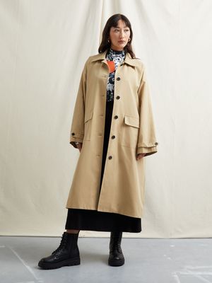 Women's Canvas Cotton Tencel Trench Coat