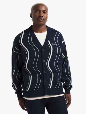 Archive Men's Swirl Knitwear Navy Cardigan