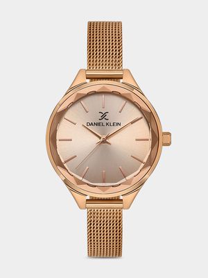 Daniel Klein Rose Plated Rose Tone Dial Mesh Watch