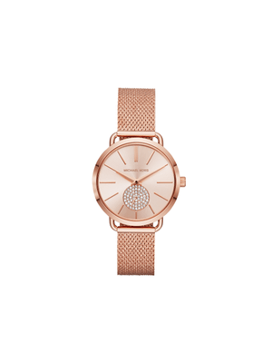 Michael Kors Ladies Portia Rose Tone Mesh Watch