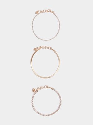 3 Pack Diamante Tenis Bracelets