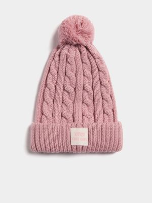 Girl's Pink Pom Pom Beanie