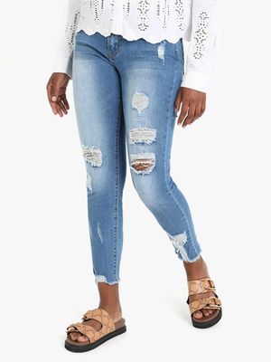 News Denim Super Skinny Leg Jeans with Rip Detail