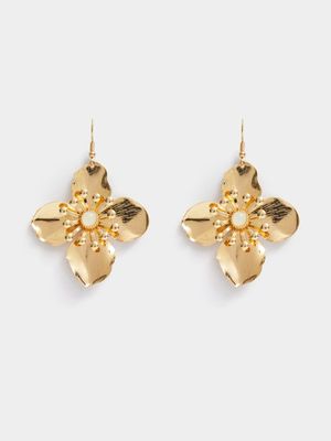 Metal Flower Drop Earrings - Jewellery