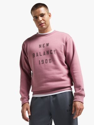 New Balance Men's Iconic Collegiate Rosewood Sweat Top