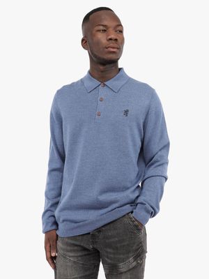 Men's Pringle Blue Gary Long Sleeve Merino Golfer