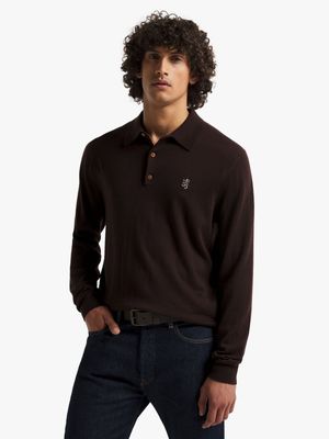 Men's Pringle Brown Gary Long Sleeve Merino Golfer