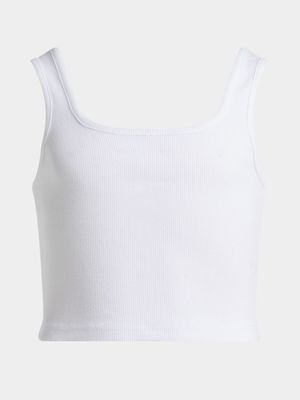 Jet Older Girls White Square Neck Tank