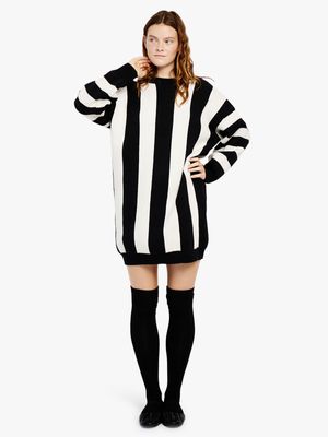 Women's Me&B Black and Milk Chunky Knit Dress