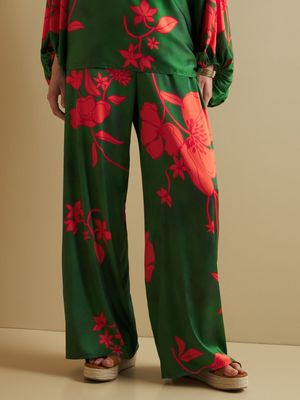 Women's Iconography Co-ord Satin Wide Leg Pants