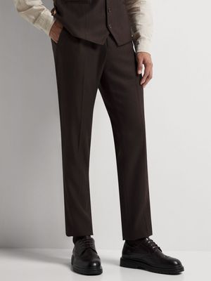 Men's Markham Slim Marled Herringbone Chocolate Brown Trouser