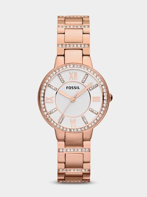 Fossil Virginia Rose Plated Stainless Steel Bracelet Watch