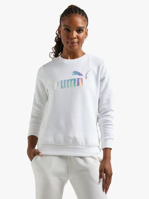 Womens Puma Essential Logo White Crew