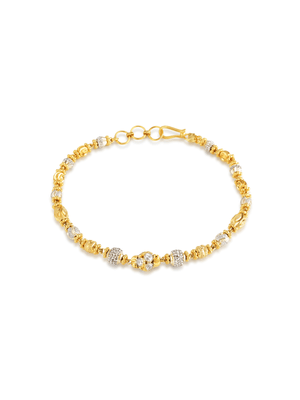 Yellow Gold Zirconia Beaded Woman's Bracelet