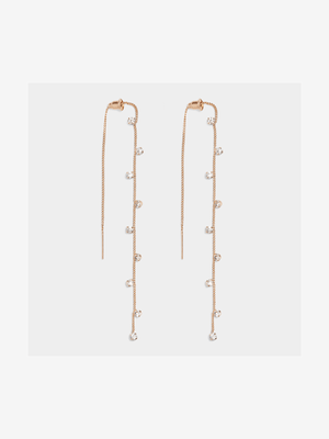 Skinny Diamante Chain Drop Earrings