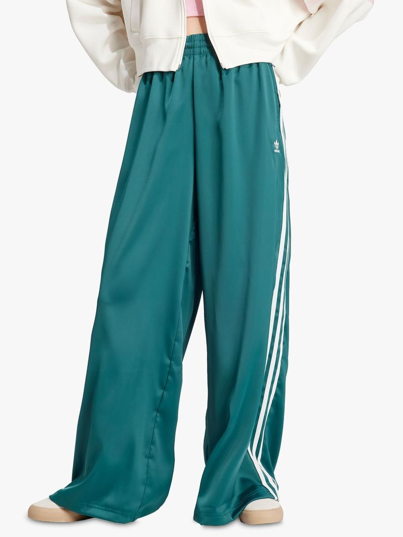 adidas Originals Women s Adicolor Satin Widen Leg Green Track Pants Bash