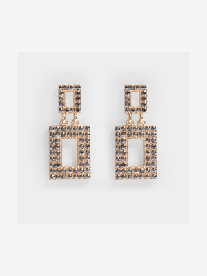 Mesh Diamante Square Earrings - Jewellery