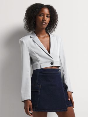 News Denim Cargo Wrap Mini Skirt