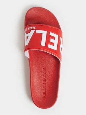 RJ Red/White Bold Slides