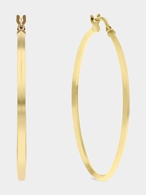 Yellow Gold, Pointed Edged Hoop Earrings