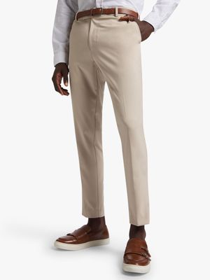 Men's Markham Smart Plain Slim Tapered Stone Trouser