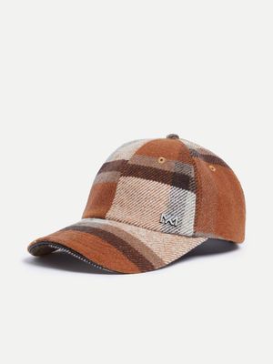 Men's Markham Check Melton 5 Panel Curve Peaks Multi Brown Cap