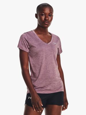 Womens Under Armour Tech Twist Short Sleeve Mauve Tee