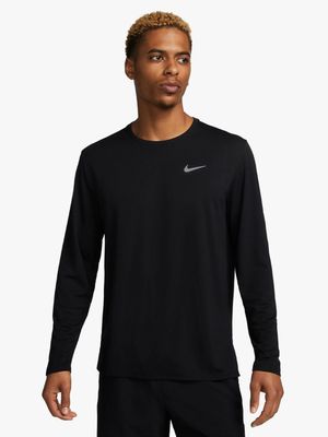 Mens Nike Dri-Fit UV Miler Long Sleeve Black Top