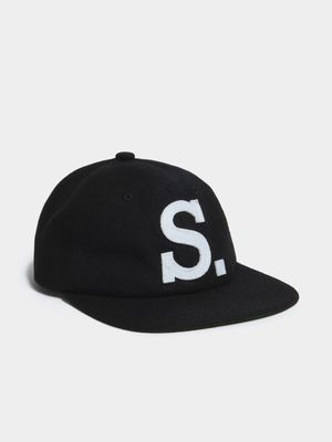 Swank Unisex Melton 6 Panel Strapback Black Cap