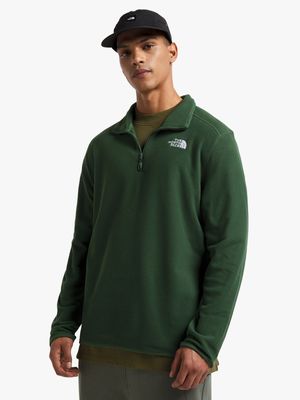 Mens The North Face Glacier 1/4 Zip Green Sweat Top