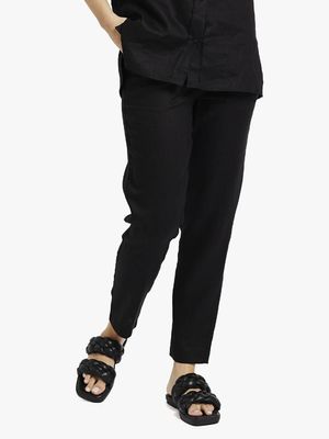 Women's Me&B The Ultimate Black Tapered Leg Linen Pants