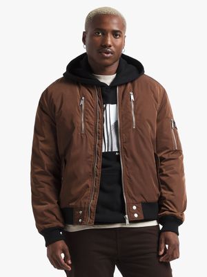 Redbat Men's Brown Utility Bomber Jacket