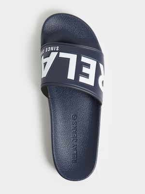 RJ Navy/White Bold Slides