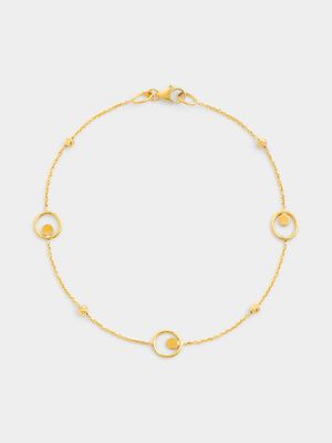 Yellow Gold Circle Bead Station Bracelet