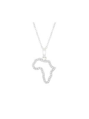 Sterling Silver Cubic Zirconia Africa Pendant