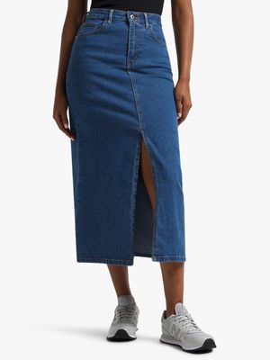 Jet Women's Dark Wash Denim Maxi Skirt