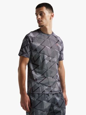 Mens TS Dri-Tech Geo All Over Print Performance Black Tee