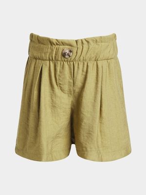 Younger Girls Faux Linen Shorts