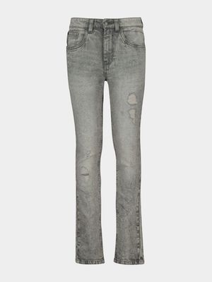 Older Boy's Grey Rip & Repair Jeans