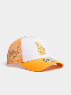 New Era Unisex LA Dodger's World Series Trucker Orange/White Cap