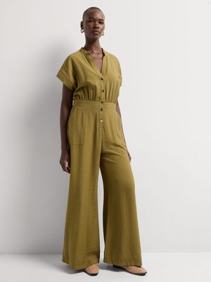 Textured Wide Leg Jumpsuit