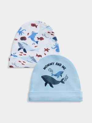 Jet Infant Boys Light Blue 2 Pack Mommy & Me Beanie