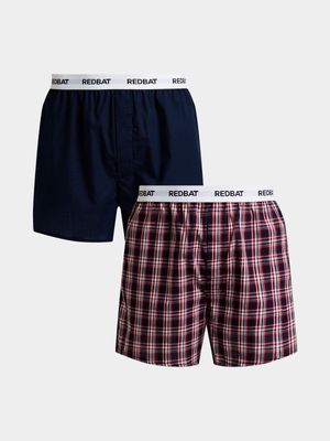 Redbat Men's 2-Pack Check/Navy Boxers