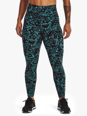 Women's Under Armour All Over Print Black/Green Tights